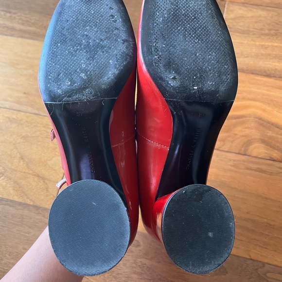 Charles and Keith triple buckled Red Mary Janes with Cylindrical Heels - Picture 6 of 7